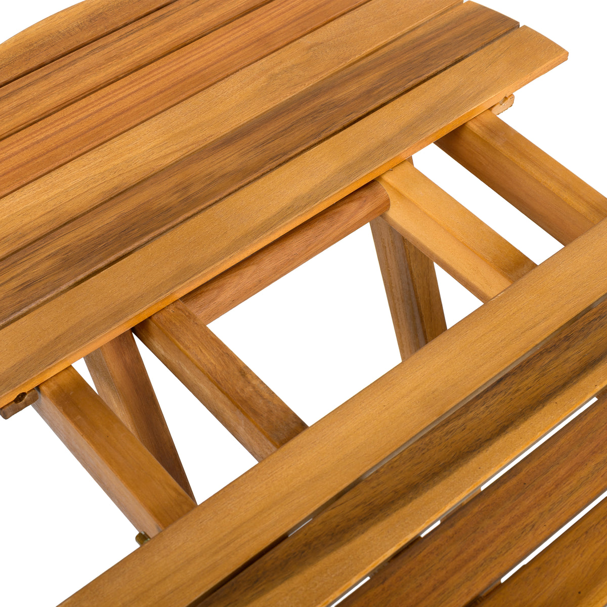 Aurl 17.75" W Outdoor Acacia Wood Side Table, Round End Table, Slats Panel Design, Foldable and Adjustable Small Coffee Desk, Sofa Side Desk, No Assembly Needed, 175lbs Teak