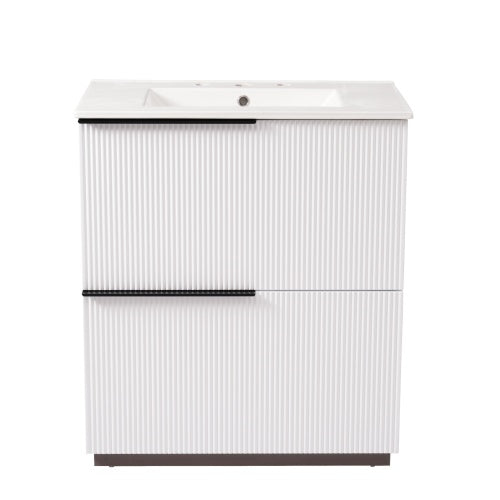 ‌Nexrail 30" Bathroom Vanity with Ceramic Sink and Full-Extension Drawers