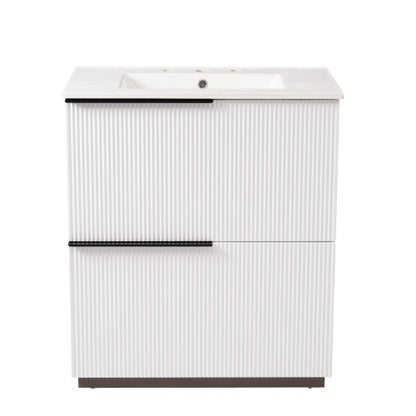 ‌Nexrail 30" Bathroom Vanity with Ceramic Sink and Full-Extension Drawers