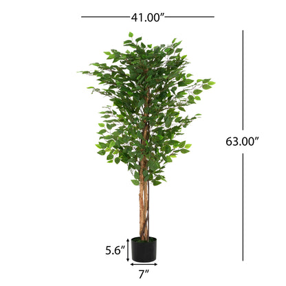 Peregrine 63" Artificial Ficus Tree with Black Plastic Pot