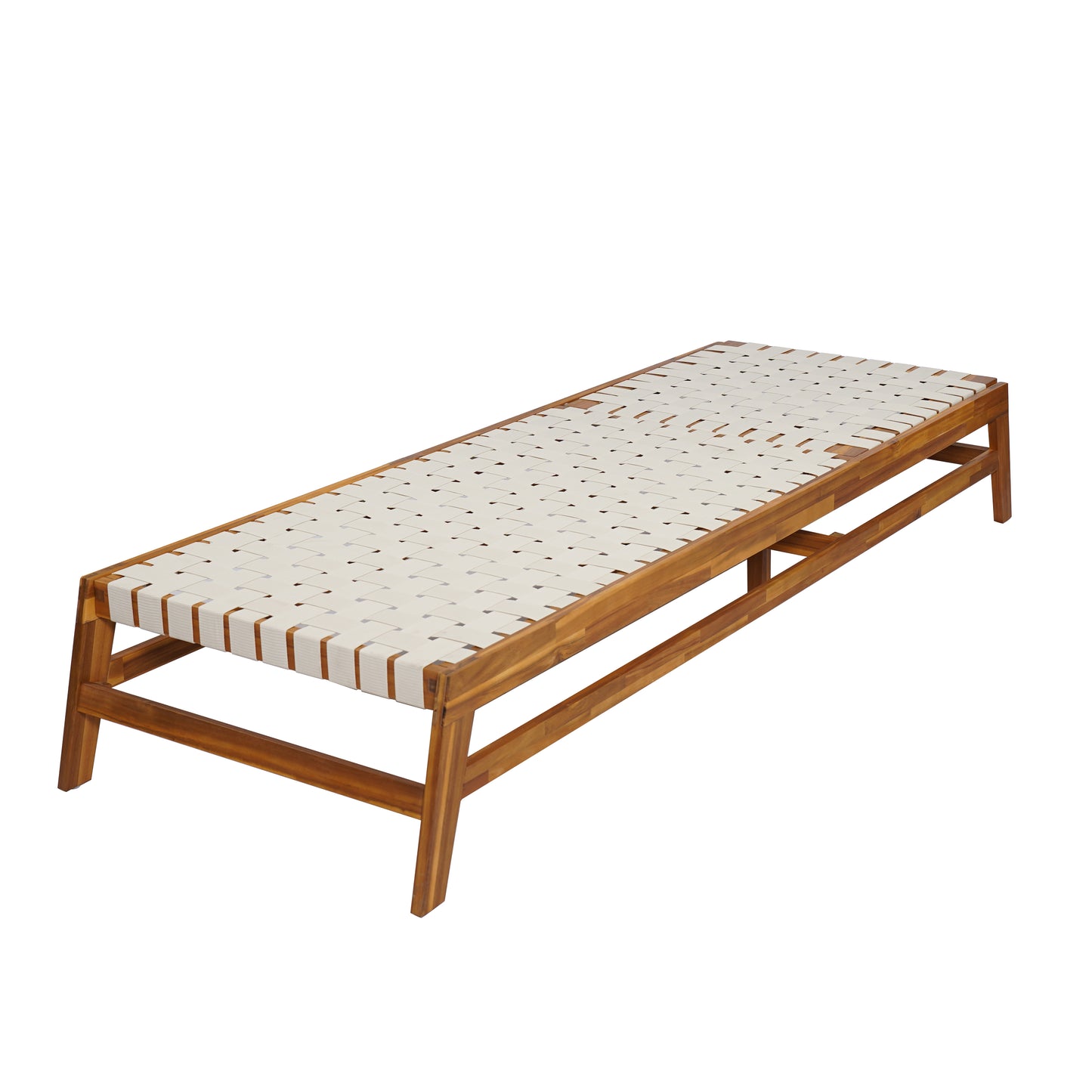 Rionaris Outdoor Acacia Wood Rope Chaise Lounge Adjustable 4-Position Recliner
