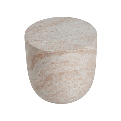 Glenhurst Outdoor Lightweight Concrete Side Table,Travertine Finish