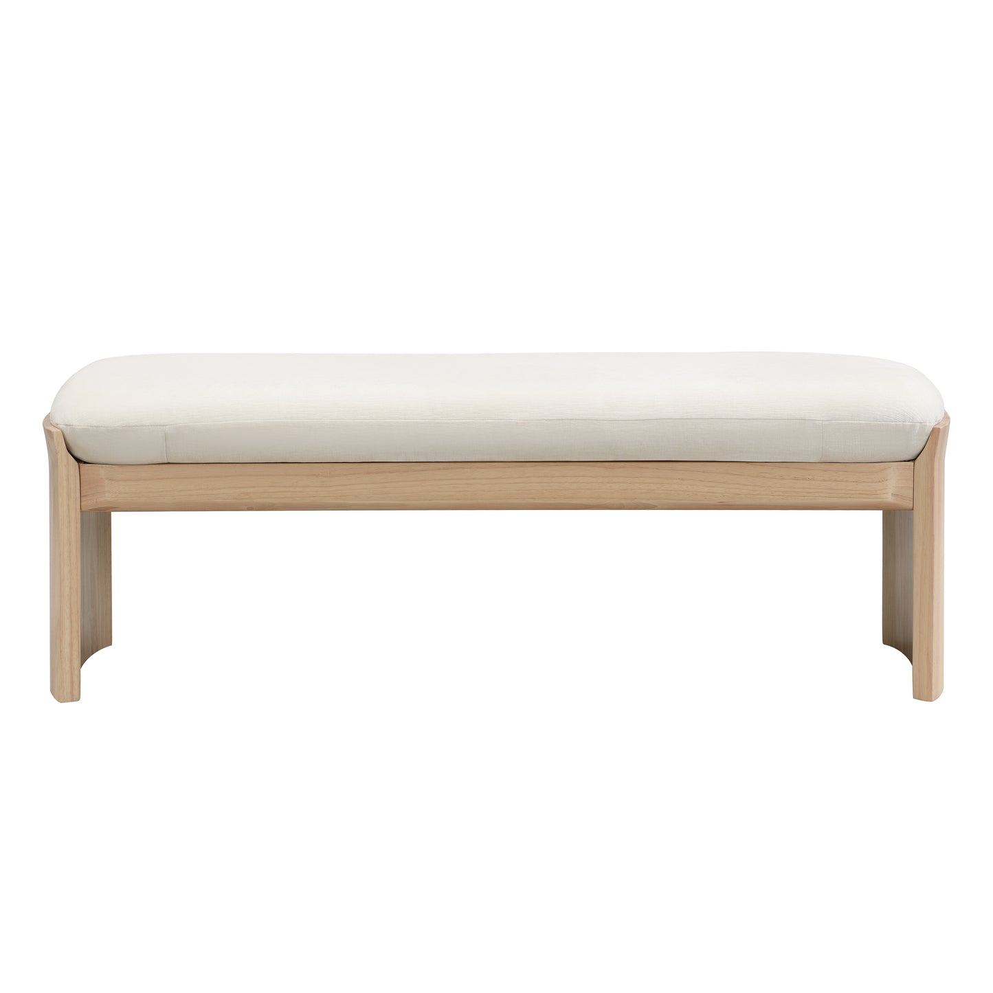 Nirithora 51.5 Inch Beige Rubber Wood Footstool For Bedroom and Living Room