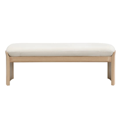 Nirithora 51.5 Inch Beige Rubber Wood Footstool For Bedroom and Living Room