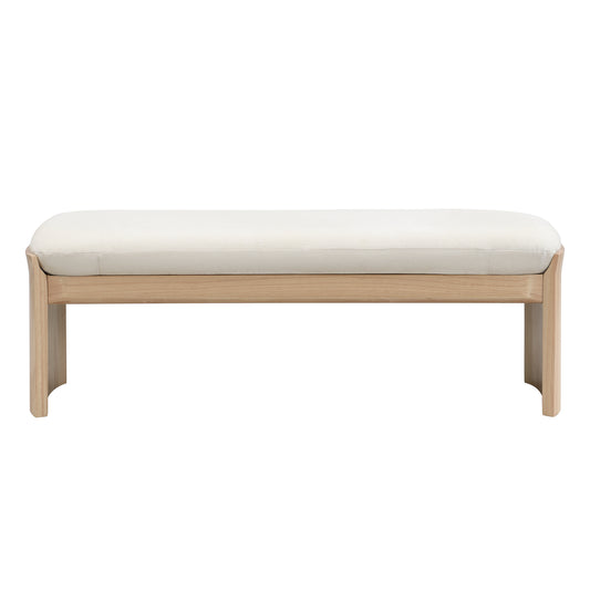 Nirithora 51.5 Inch Beige Rubber Wood Footstool For Bedroom and Living Room