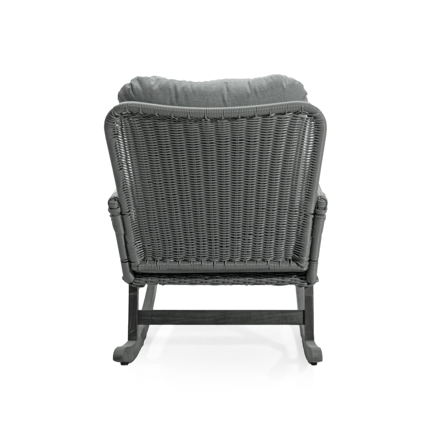 Elarcanium Contemporary Minimalist Gray Wicker Rocking Chair with Polyester Cushions