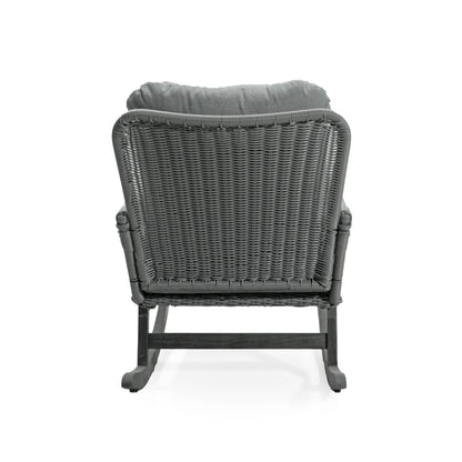 Elarcanium Contemporary Minimalist Gray Wicker Rocking Chair with Polyester Cushions