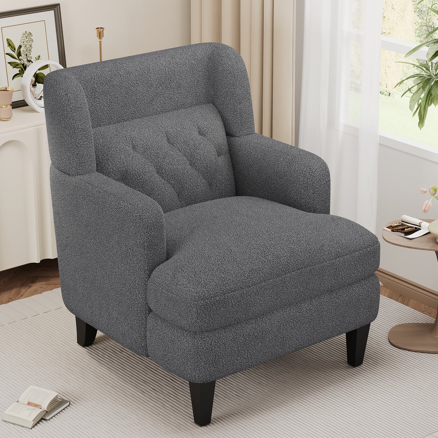 Dorelle Upholstered Accent Chair Tufted Armchair for Living Room and Bedroom