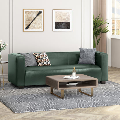 Minkler Contemporary Faux Leather 3 Seater Sofa