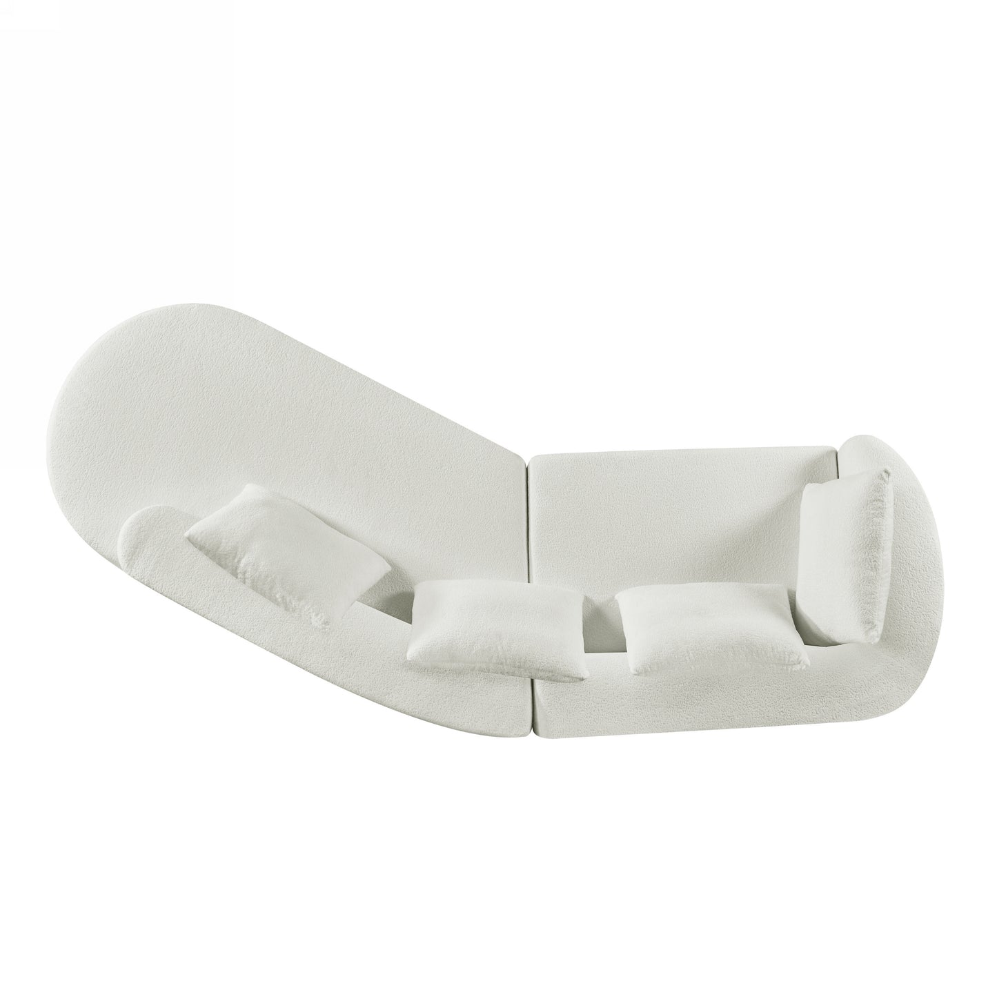 Orellar 116" Modern Curved Sectional Sofa with High-Density Fully Compressed Sponge and Chaise Lounge, Pearl Upholstery