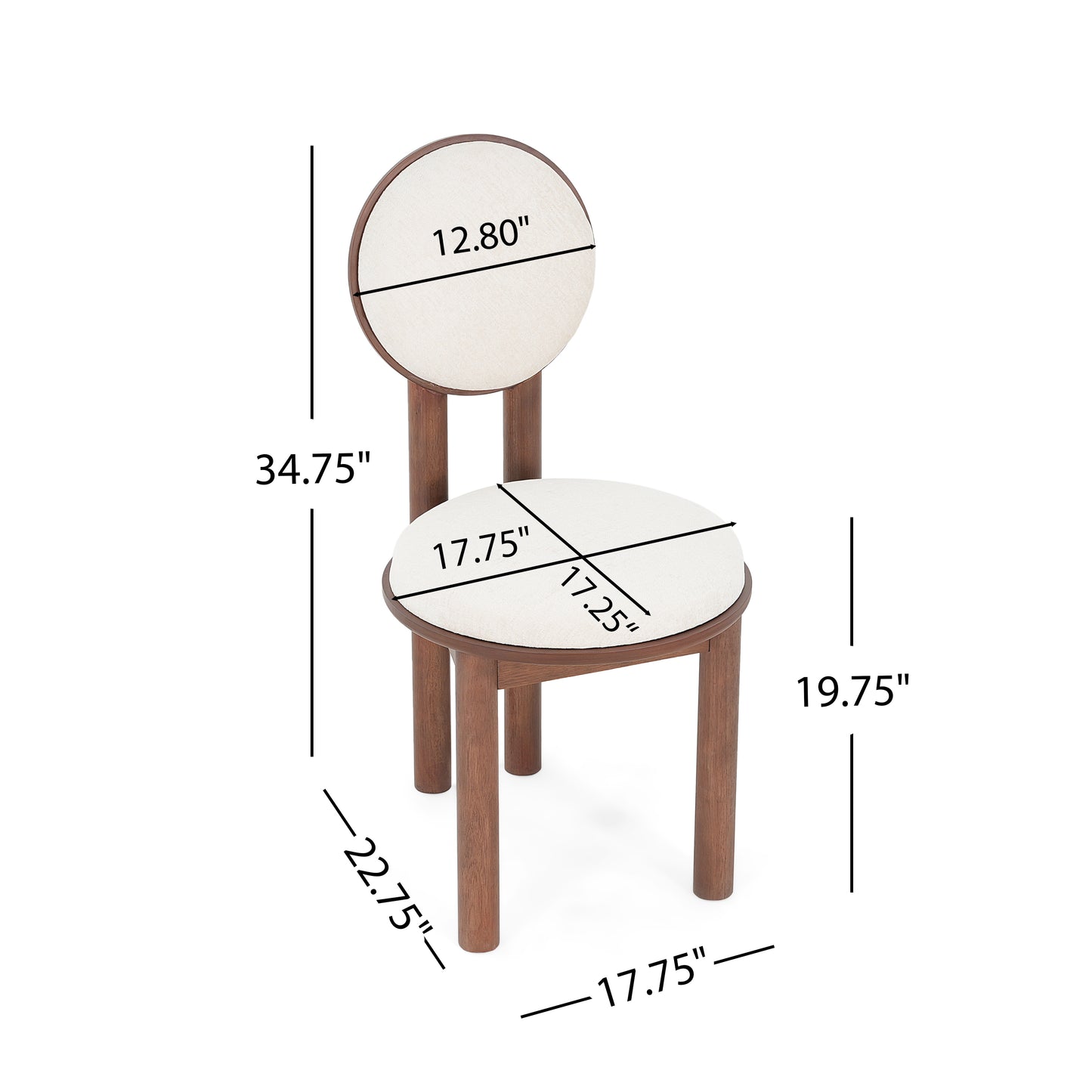 Ardene Polyester Beige Fabric Dining Chair with wooden frame (Set of 2)