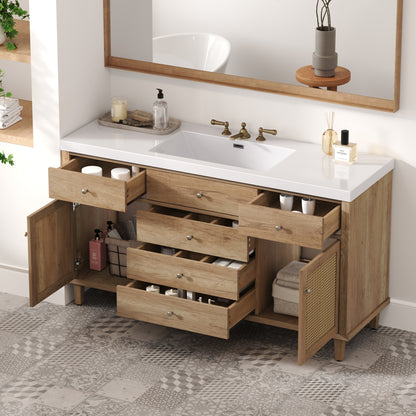 GuGuga 60" Bathroom Vanity with SMC Sink, Modern Large Storage Bathroom Storage Cabinet