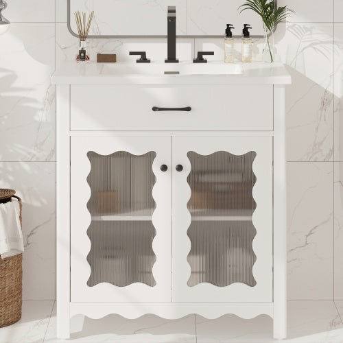 ‌Nexail 31" Bathroom Vanity with Tempered Glass