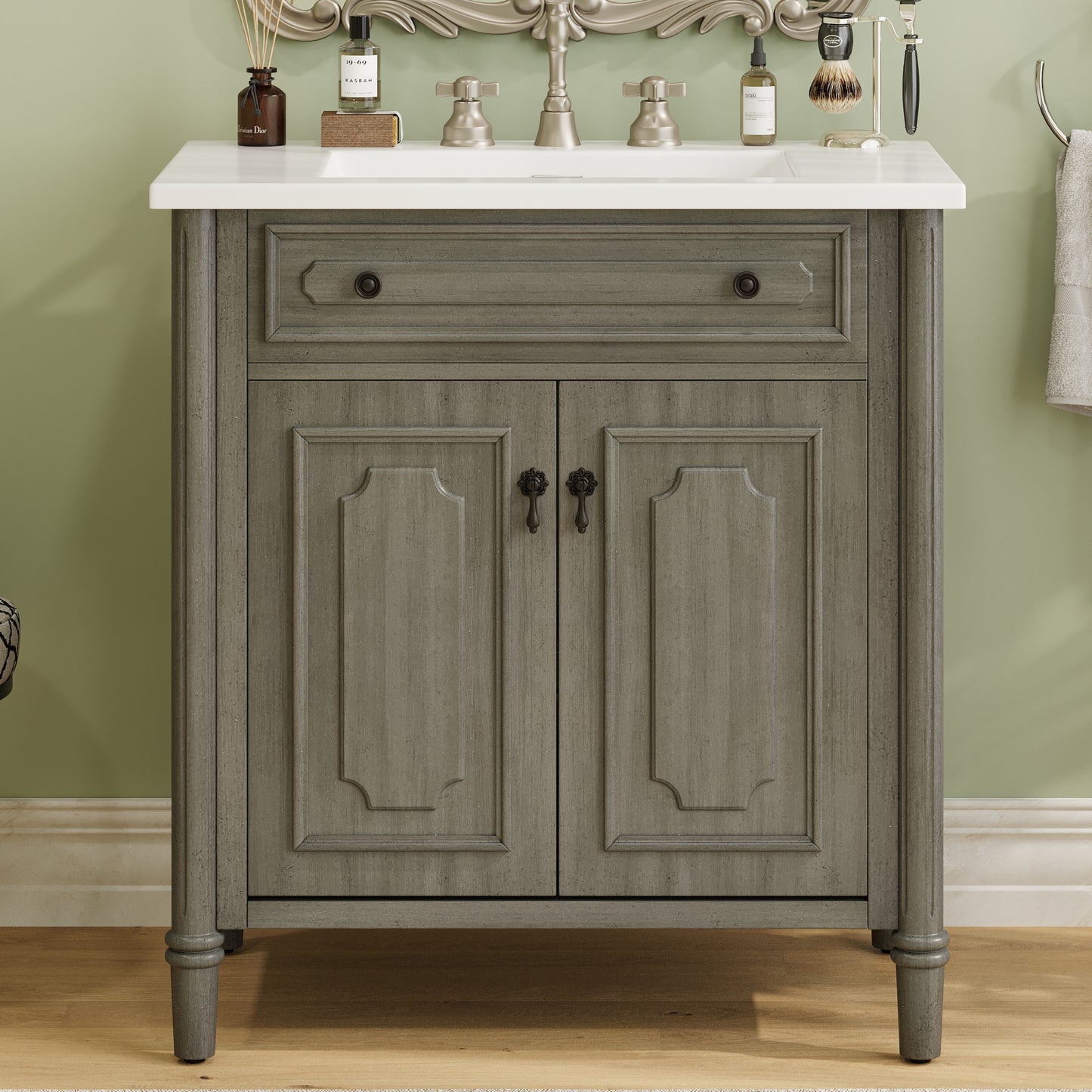 Kizzo 31" Vintage Bathroom Vanity with Sink, Rustic Bathroom Cabinet