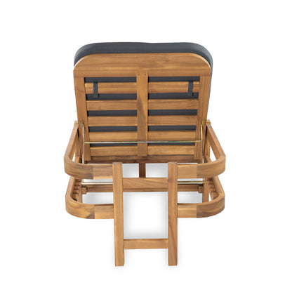 Calora Acacia Outdoor Modern Wood Chaise Lounge Chairs for Patio or Poolside