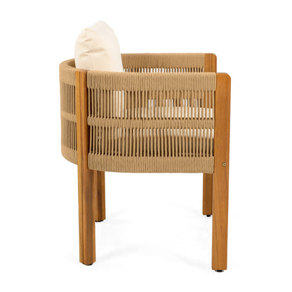 Sylvia Outdoor Dining Set with Acacia Wood Table and 6 Chairs,Waterproof Cushions