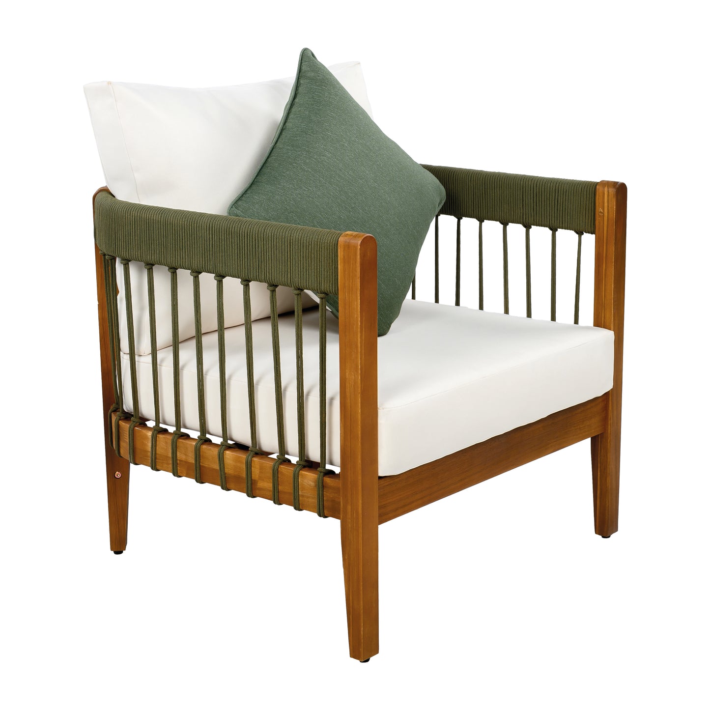 Tavithalae Acacia Wood Outdoor Club Chair with Water-Resistant  Cushions