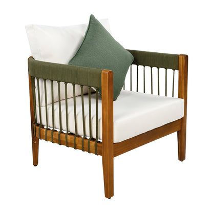 Tavithalae Acacia Wood Outdoor Club Chair with Water-Resistant  Cushions