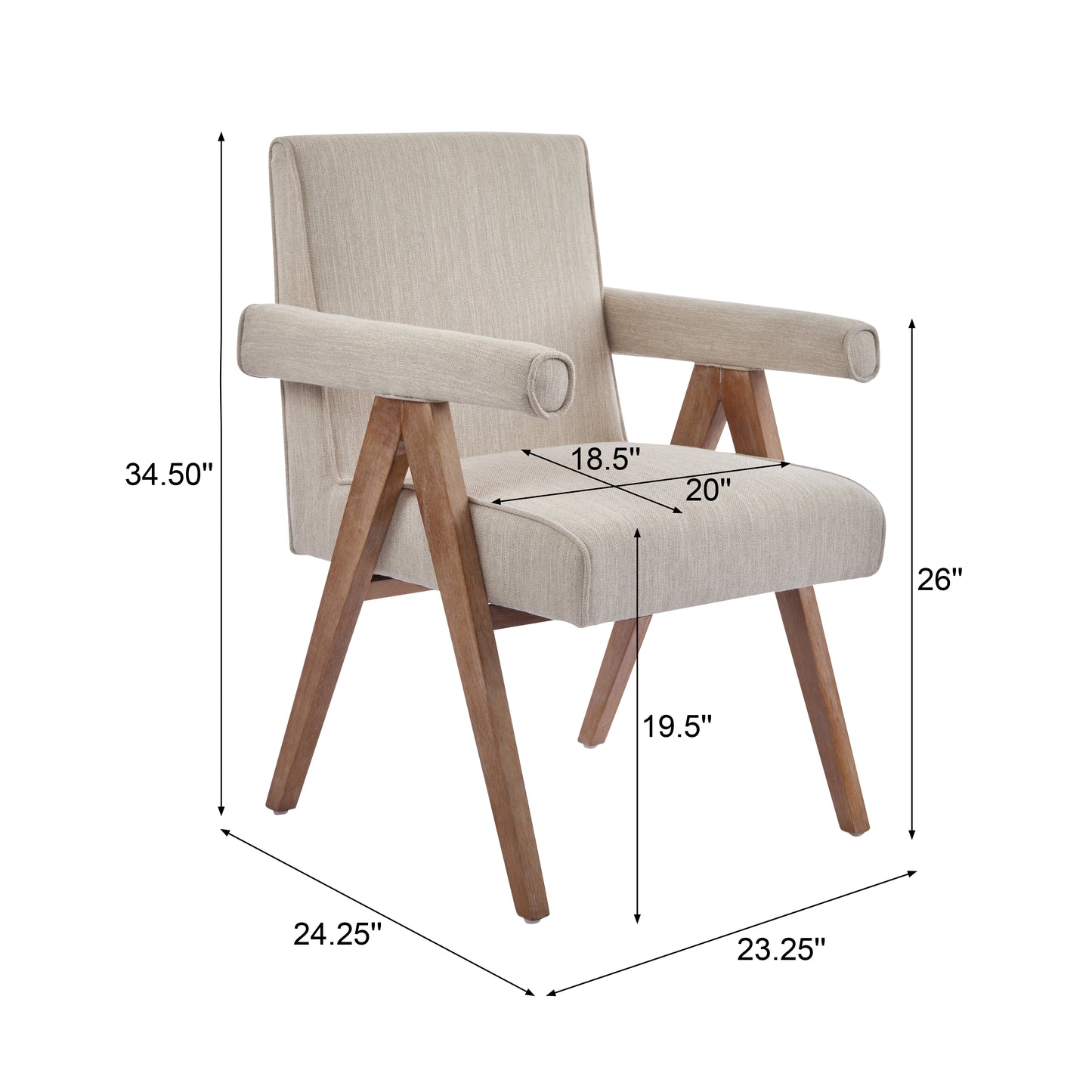 Soliner Indoor Fabric Solid Wood Dining Chair,Set of 2