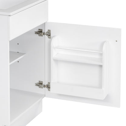 Effervescent Vanes Wood Frame 20" Bathroom Vanity with Ceramic Sink, Cabinet with Soft-Closing Door Shelf and Adjustable Shelf, Open Back, Metal Hardware, Storage/Organizer, White