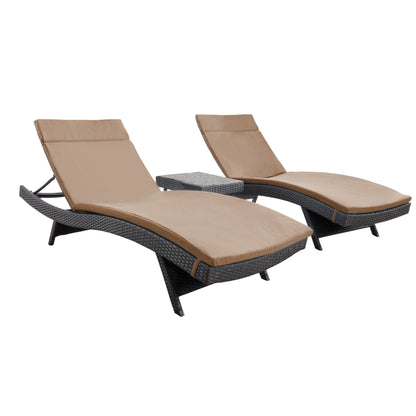 Lakeport 3pc Outdoor Wicker Chaise Lounge Chair & Table Set