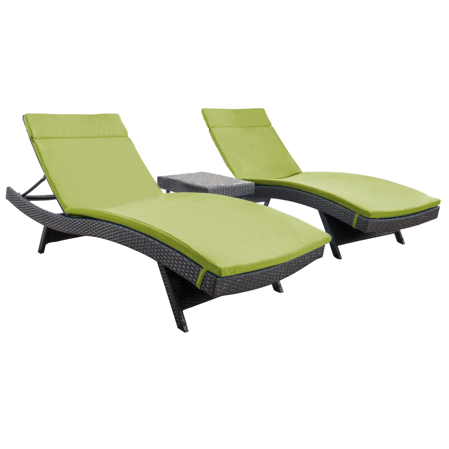 Lakeport 3pc Outdoor Wicker Chaise Lounge Chair & Table Set