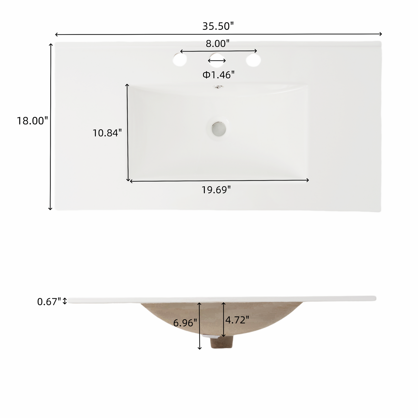 Caryaty Bathroom Cabinet Vanity with Rectangle Ceramic Sink