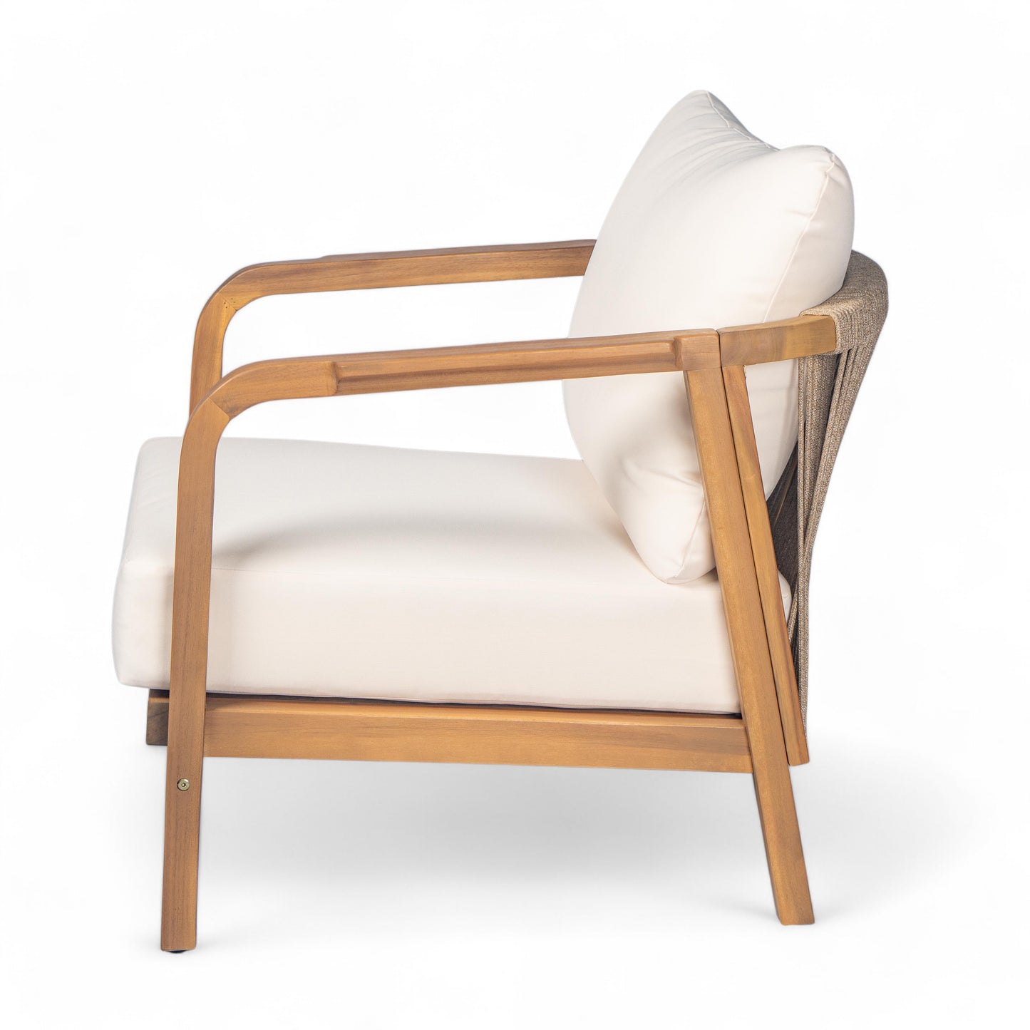 Lumozorette 28" Outdoor Lounge Chair with Backrest,Cushions and Curved Armrests