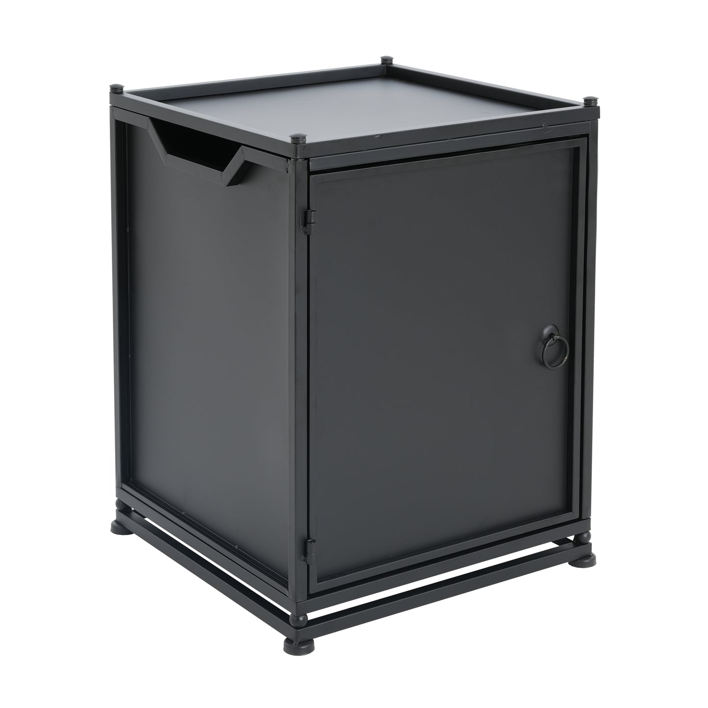 Lecanto Outdoor Metal Tank Holder Side Table, Matte Black
