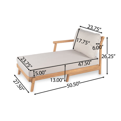 Selyric Patio Acacia Wood Sofa-and-Chaise sectional L-shape, Loveseat + Lounge with Water-resistant Cushion