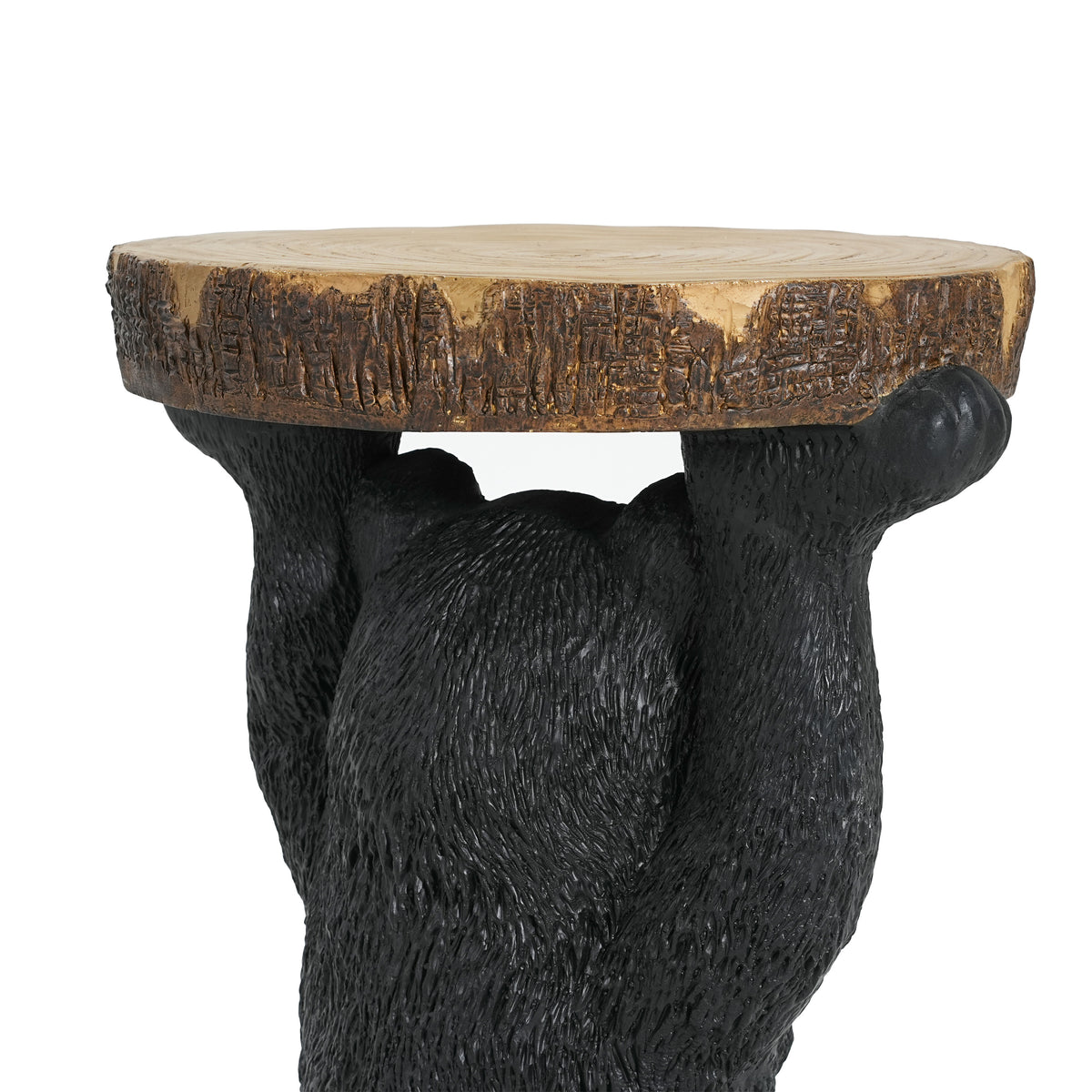 Propinquity Blitz Bear Outdoor Side Table, MGO Bear Statue with Display Tabletop, Hand Painted Sculpture, Cute Small End Table for Indoor/Outdoor, No Assembly Required, Black + Brown