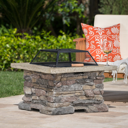 Tundra Square Natural Stone Finish Fire Pit