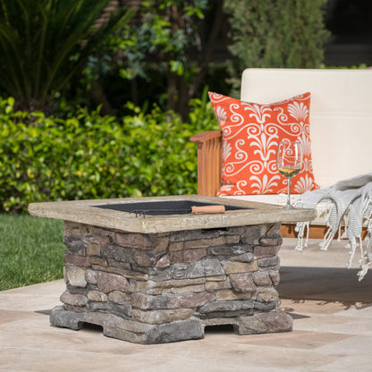 Tundra Square Natural Stone Finish Fire Pit