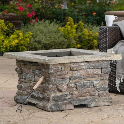 Tundra Square Natural Stone Finish Fire Pit