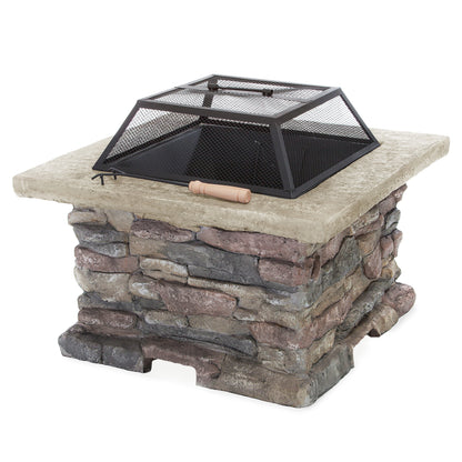 Tundra Square Natural Stone Finish Fire Pit