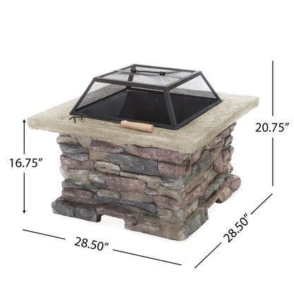 Tundra Square Natural Stone Finish Fire Pit