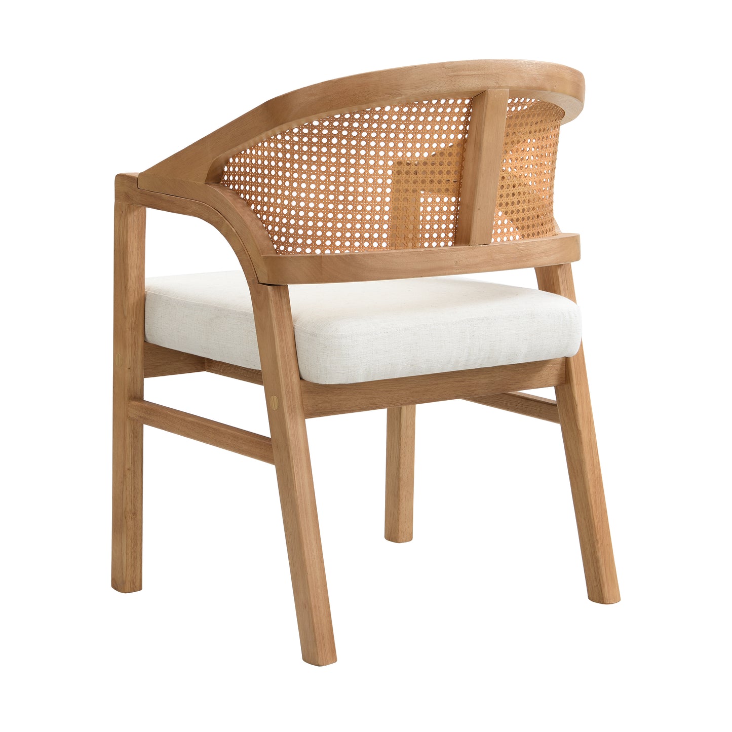 Malaneta Wooden Frame Dining Chair with rattan back,set of 2
