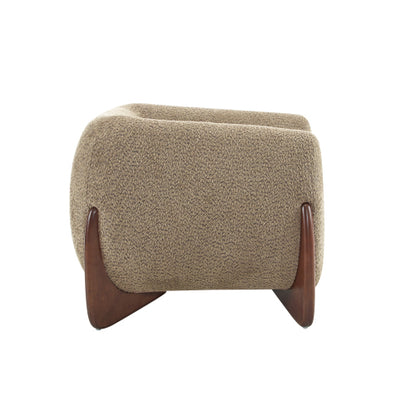 Zelora Modern Upholstered Boucle Club Chair, Birch Wood