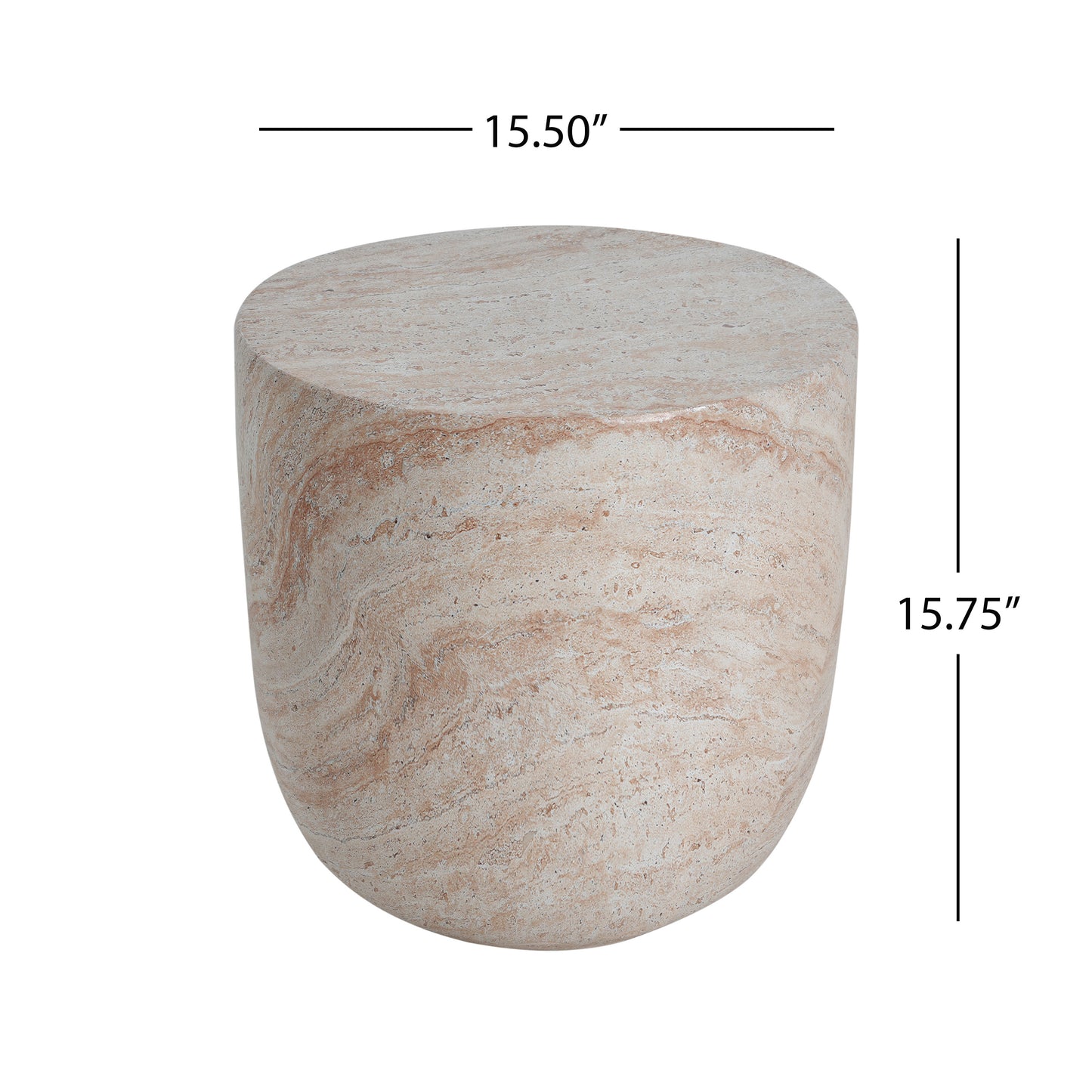 Glenhurst Outdoor Lightweight Concrete Side Table,Travertine Finish