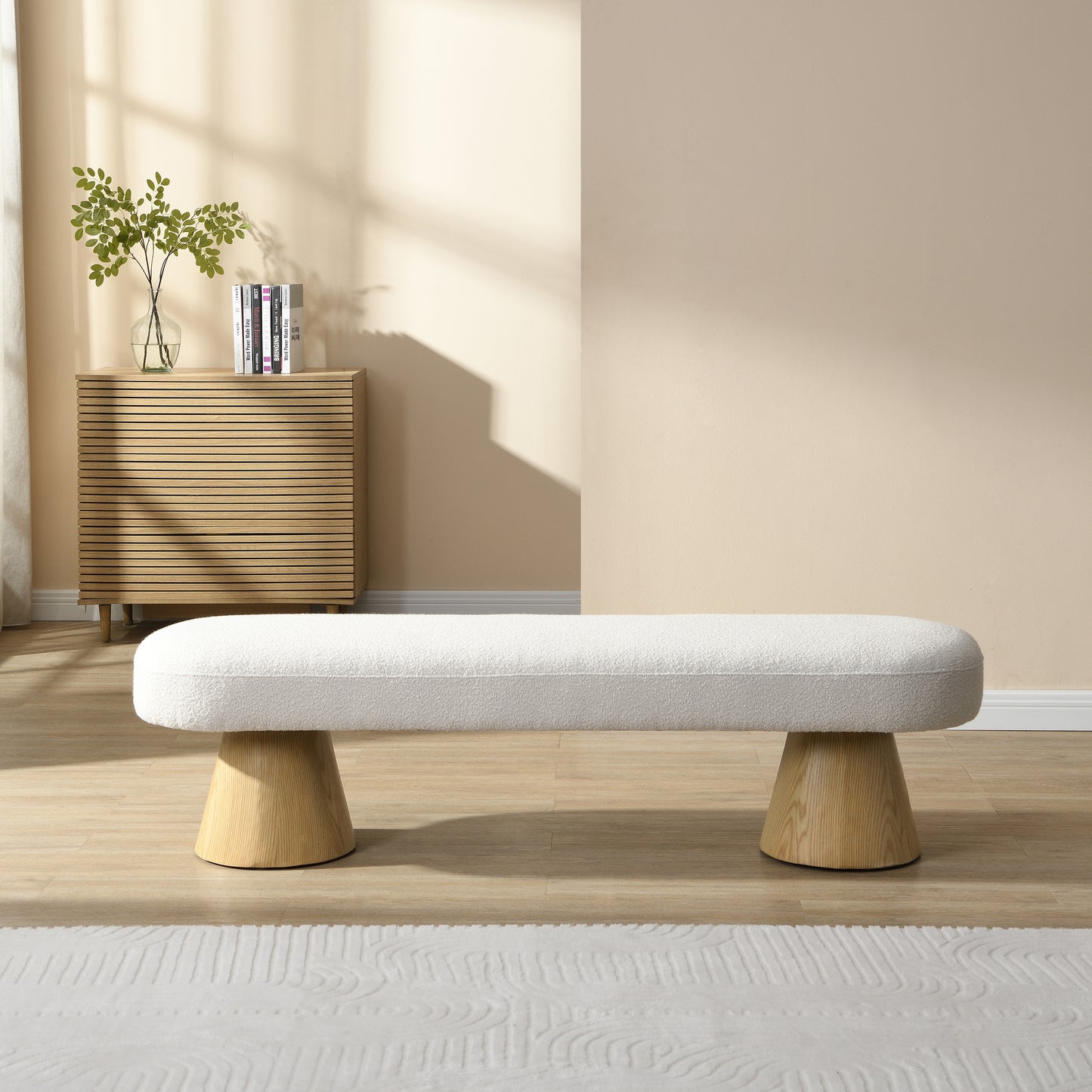 Hrafnol 64"L  Dining Bench for Dining Room, Upholstered Bedroom End of Bed Entryway Bench
