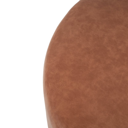 Placidity GAVI PU Leather Ottoman Foot Stool, 30" Pouf Footstool Ottoman Seat, Upholstered Foot Chair, Round Footrest, Modern Side Table for Living Room Bedroom Home Decor, Cognac Brown