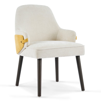 Marlow Indoor Dining Chair Set of 2, Two-Tone Fabric Armchairs with Sturdy Frame, Modern Accent Chairs for Dining Room & Living Area, 300lbs Capacity