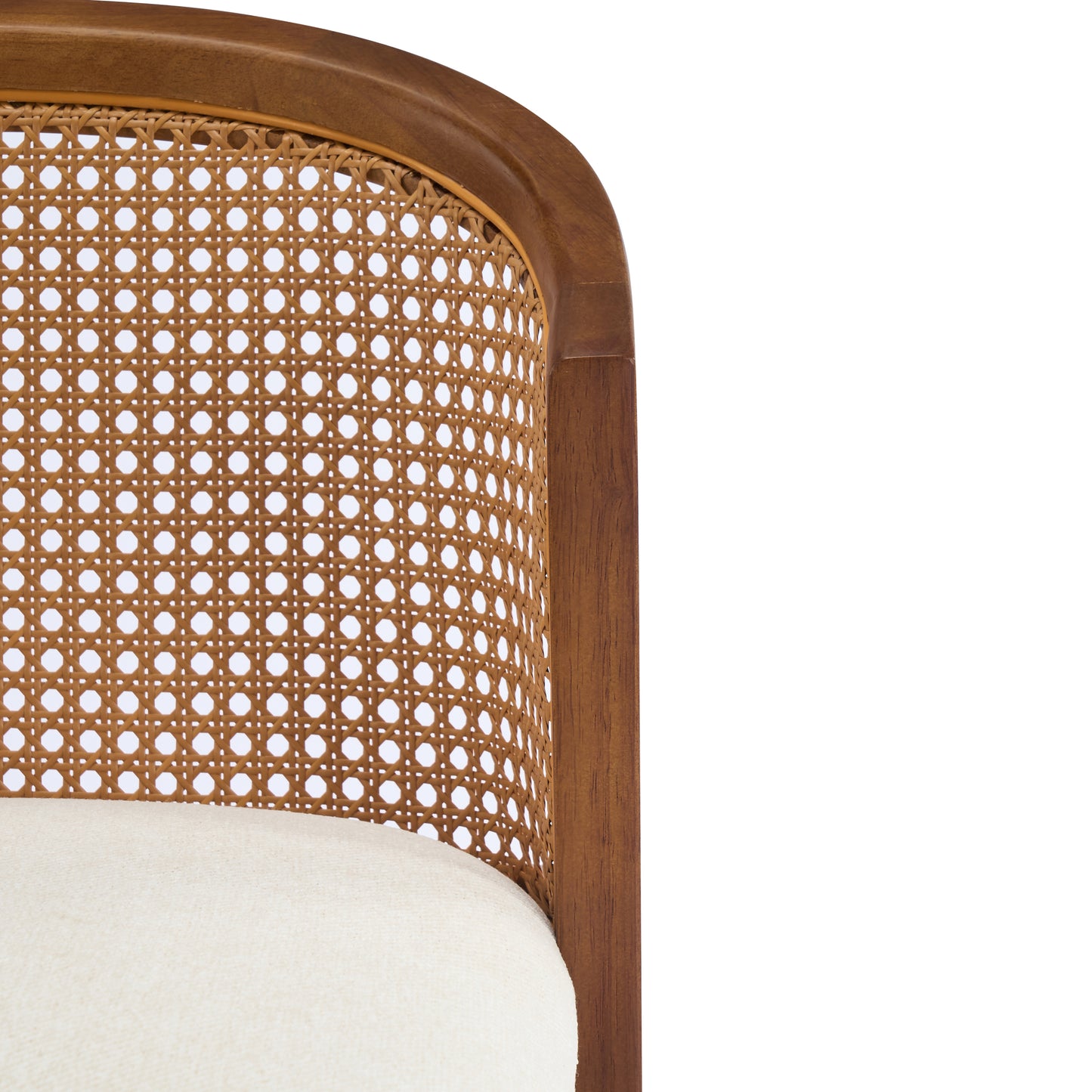 Tatti Indoor Wooden Counter stool, Wood Frame with Beige Upholstery, Set of 2