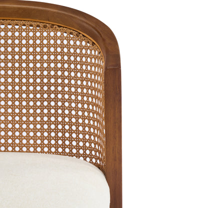 Tatti Indoor Wooden Counter stool, Wood Frame with Beige Upholstery, Set of 2