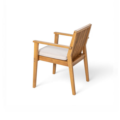 Somadorin Durable 7 - Piece Patio Furniture Set Acacia Wood Table and 6 Heavy-Duty Cushioned Chairs