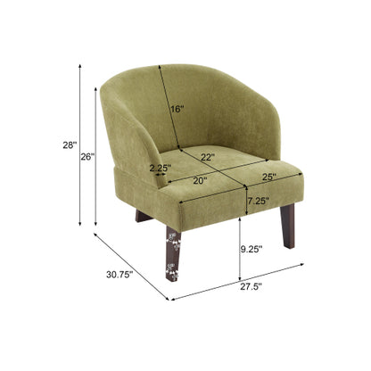 ‌Mossly Modern Accent Chair with Round Back & Wooden Legs - Mid-Century Inspired Lounge Chair for Living Room, Bedroom