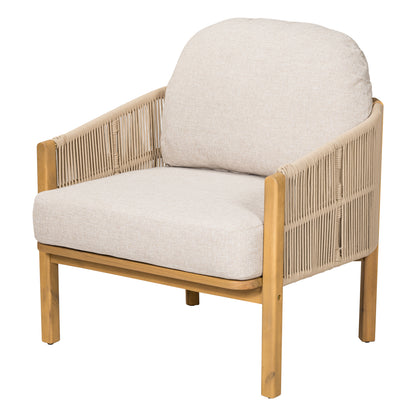 Ylaenor Outdoor Wood Club Chair, with Cushion