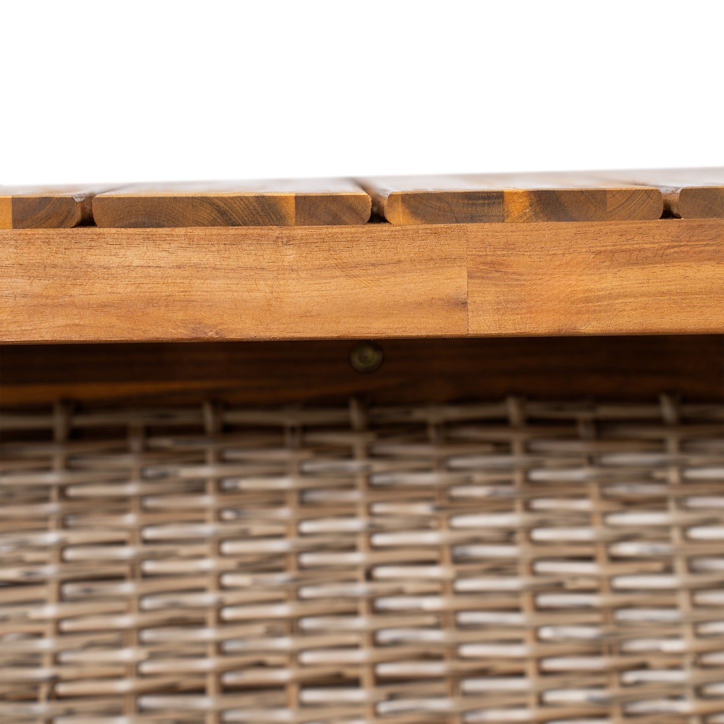 Vireor Outdoor Acacia Wood Dining Table,Slatted Tabletop and Handwoven Rattan Legs
