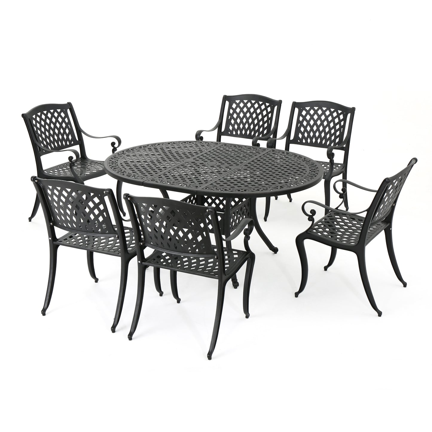 Clarisse Outdoor 7 Piece Dining Set with Expandable Aluminum Table