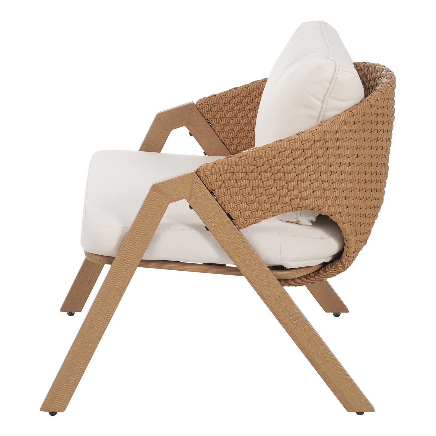 Reafter Outdoor Patio Elegant rattan Chair with Cushions (Set of 2)
